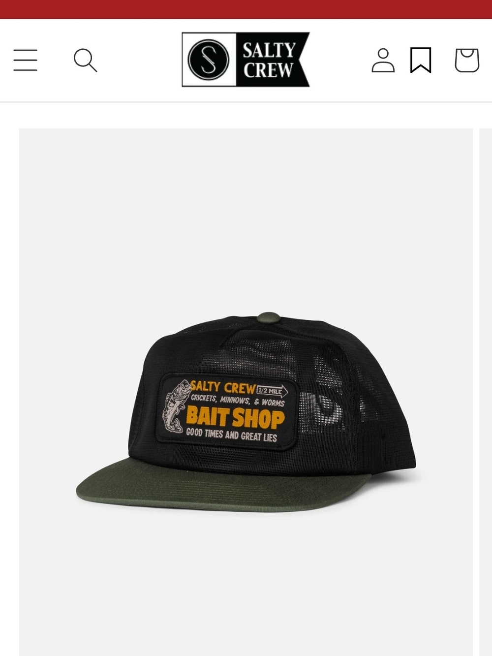 Salty Crew Bait Shop Trucker Hat - Black & Olive Green